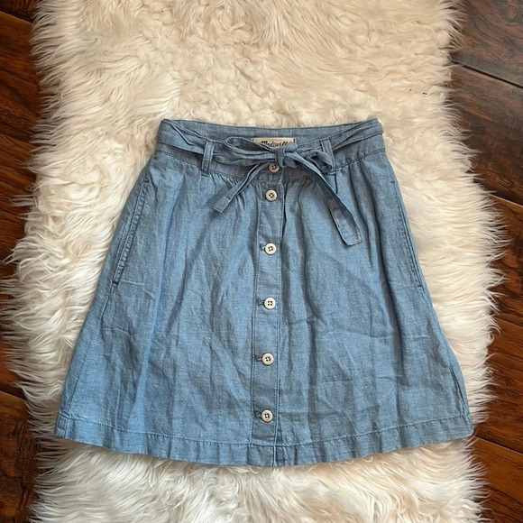 Madewell Denim Button-Front Tie Mini Skirt Size 00 - Picture 4 of 8